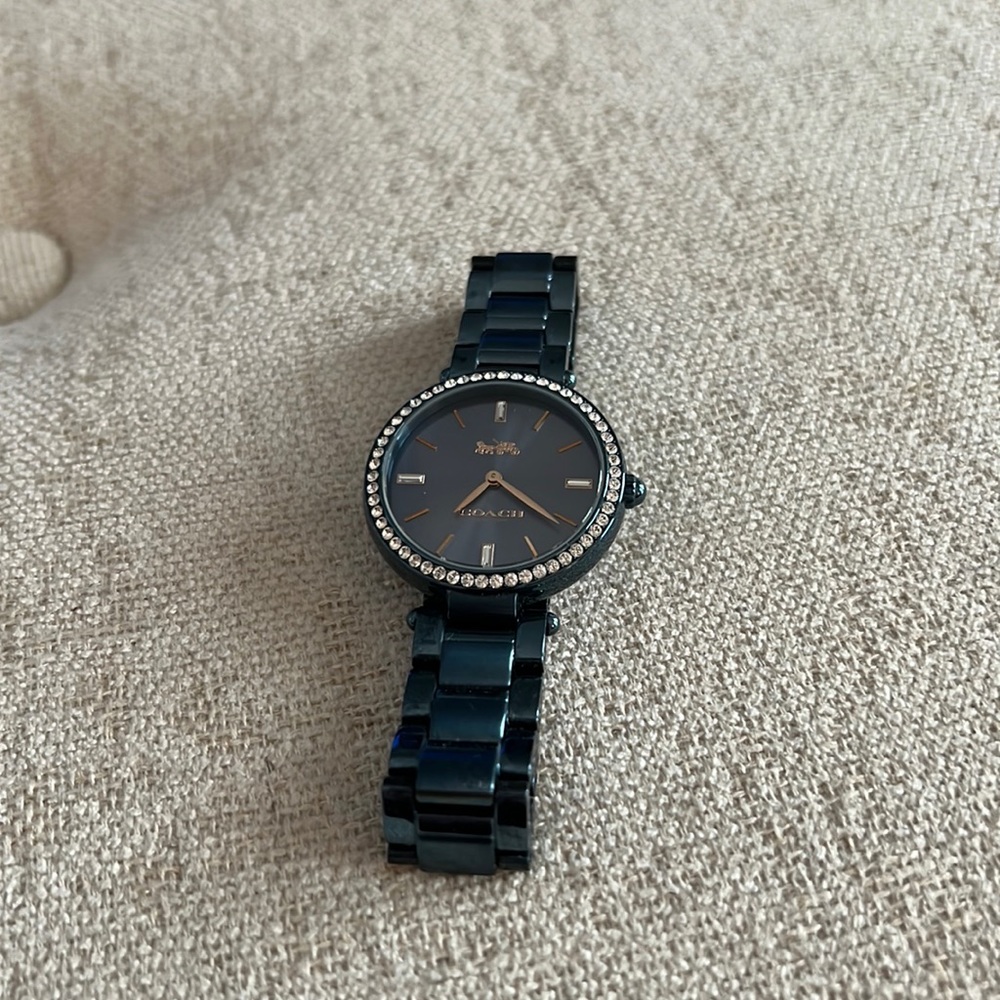 Coach Women's Blue Watch with Silver Accents
